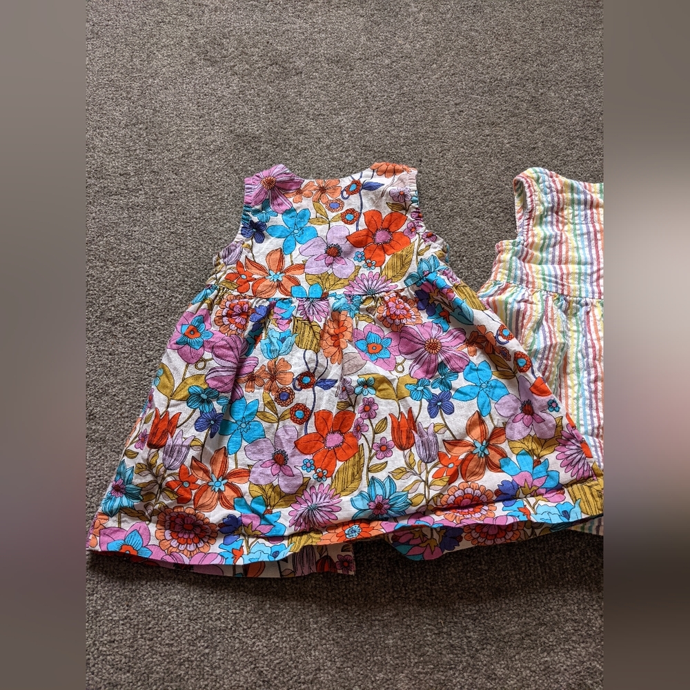 2 Next summer cotton dresses baby girl 6-9 months floral stripes - Picture 10 of 10